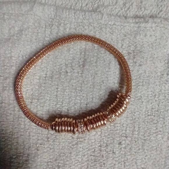 Copper color mesh stretch crystal rings bracelet - Picture 1 of 3